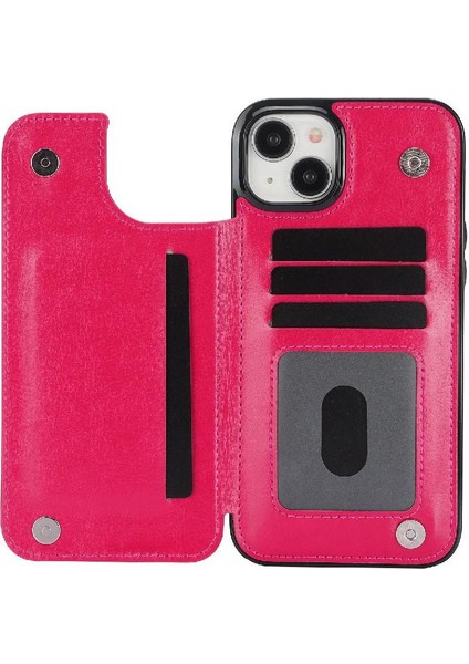 IPhone 15 Için Cüzdan Durumda Artı Kart Yuvaları Kickstand Çift Manyetik Toka (Yurt Dışından)