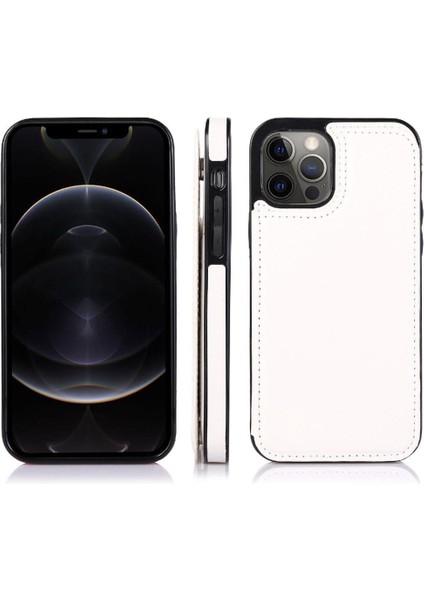 Kart Tutucu Kartı ile IPhone 12 Pro Çift Manyetik Toka Için Cüzdan Kılıf (Yurt Dışından)