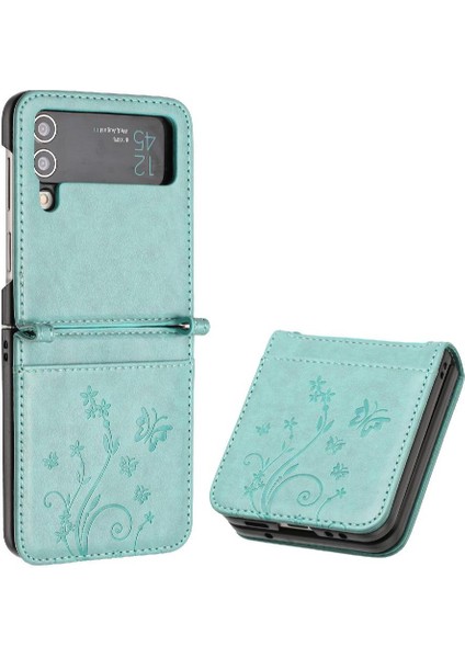 Samsung Galaxy Z Flip4 Için Filp Durumda Kart Tutucu Kickstand Bilek Kayışı Pu (Yurt Dışından)
