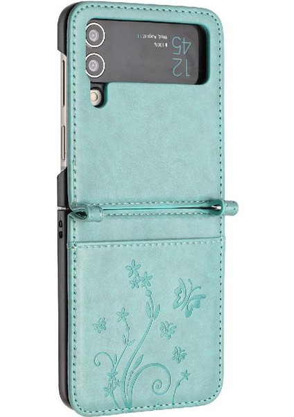 Samsung Galaxy Z Flip4 Için Filp Durumda Kart Tutucu Kickstand Bilek Kayışı Pu (Yurt Dışından)