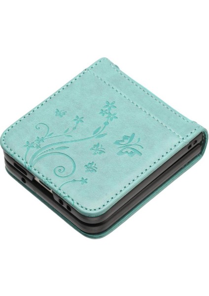 Samsung Galaxy Z Flip4 Için Filp Durumda Kart Tutucu Kickstand Bilek Kayışı Pu (Yurt Dışından)