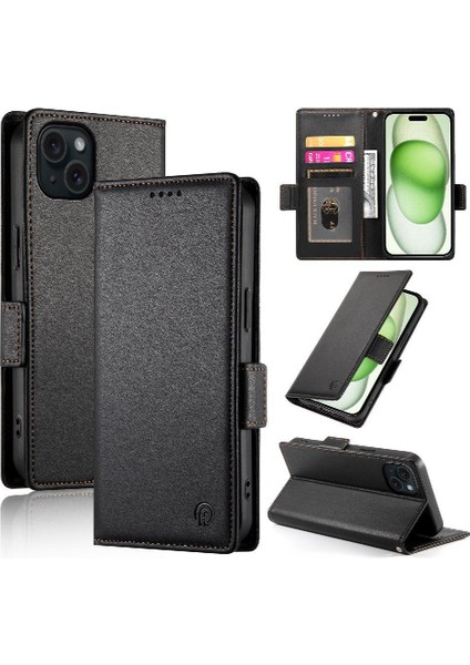 IPhone 15 Için Flip Case Artı Kart Yuvaları Günlük Kullanım Iş Cüzdan Flip (Yurt Dışından)