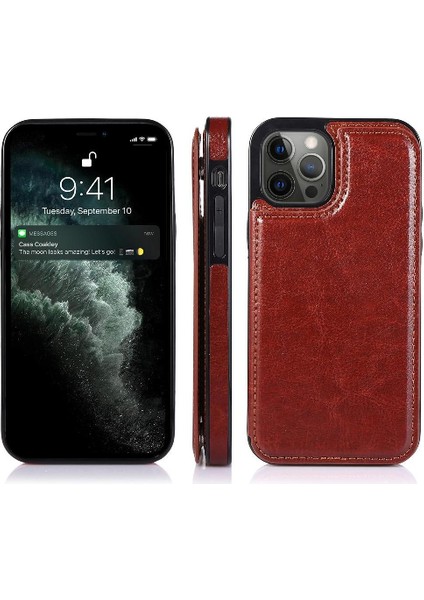 Cüzdan Kılıf IPhone 13 Pro Kart Yuvaları Pu Deri Kart Tutucu Toka ile (Yurt Dışından)