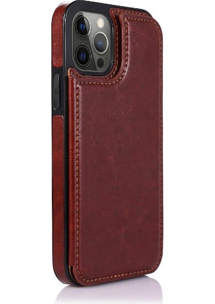 Cüzdan Kılıf IPhone 13 Pro Kart Yuvaları Pu Deri Kart Tutucu Toka ile (Yurt Dışından)