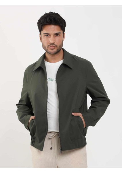 Haki Erkek Regular Fit Düz Klasik Yaka Bomber Mont - 104389