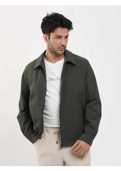 Haki Erkek Regular Fit Düz Klasik Yaka Bomber Mont - 104389