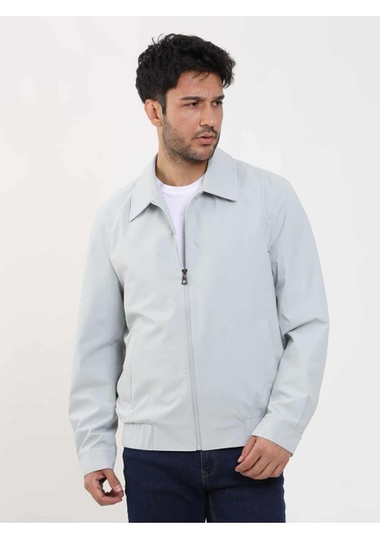 Gri Erkek Regular Fit Düz Klasik Yaka Bomber Mont - 104404