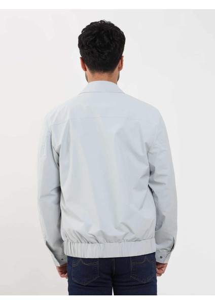 Gri Erkek Regular Fit Düz Klasik Yaka Bomber Mont - 104404