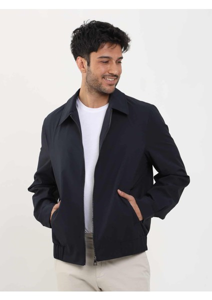 Lacivert Erkek Regular Fit Düz Klasik Yaka Bomber Mont - 104394