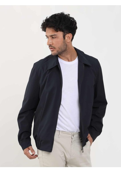 Lacivert Erkek Regular Fit Düz Klasik Yaka Bomber Mont - 104394