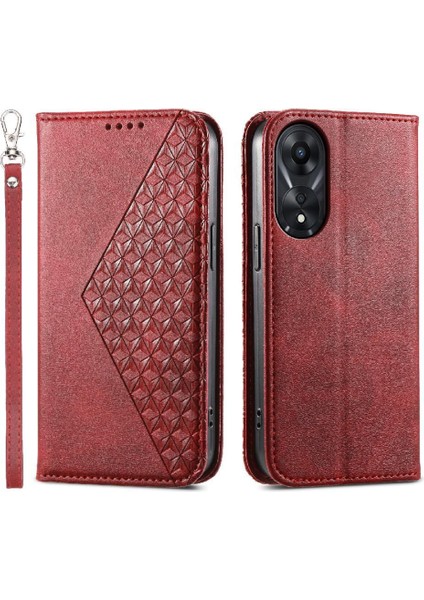 Oppo A78 4g Eşkenar Dörtgen Şekli Günlük Kullanım Için Flip Case El Kayışı Standı Cüzdan (Yurt Dışından)