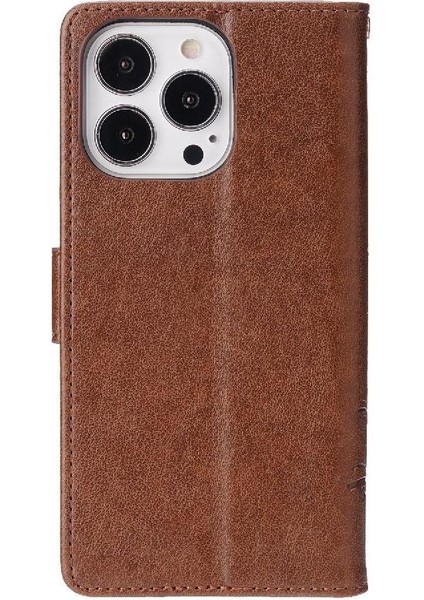 IPhone 15 Için Filp Durumda Artı Pu Deri Kickstand Kart Tutucu Bilek Kayışı (Yurt Dışından)