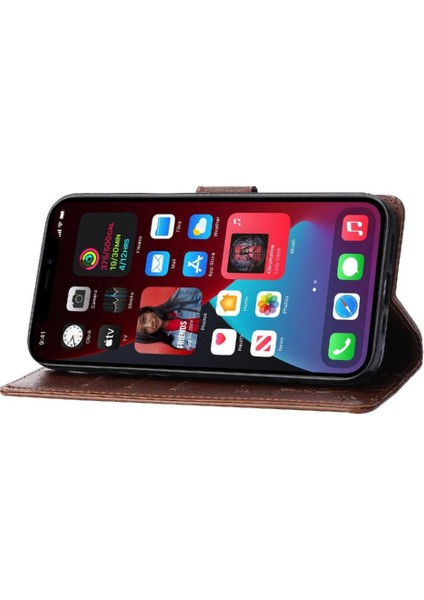 IPhone 15 Için Filp Durumda Artı Pu Deri Kickstand Kart Tutucu Bilek Kayışı (Yurt Dışından)