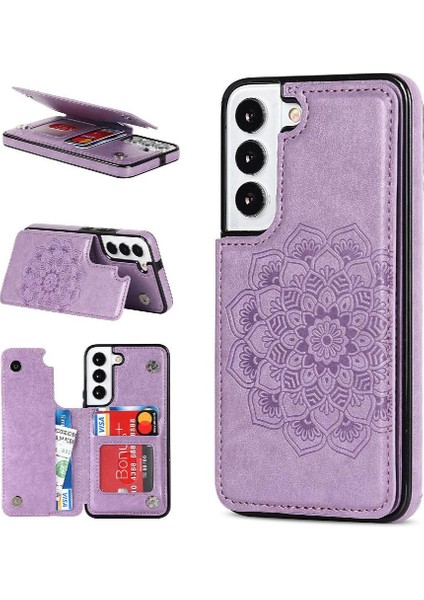 Samsung Galaxy S23 Artı Kabartmalı Mandala Için Kart Tutucu Kılıf ile Cüzdan (Yurt Dışından)