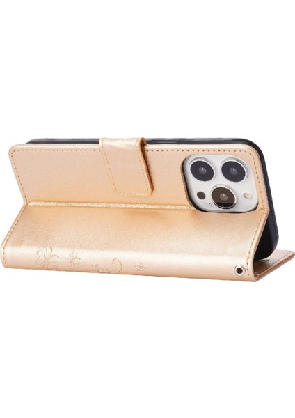 IPhone 15 Için Filp Durumda Artı Pu Deri Kickstand Kart Tutucu Bilek Kayışı (Yurt Dışından)