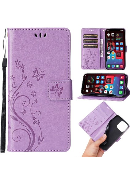 IPhone 15 Için Filp Durumda Artı Pu Deri Kickstand Kart Tutucu Bilek Kayışı (Yurt Dışından)