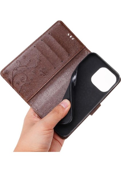 IPhone 15 Için Filp Durumda Pro Max Kart Tutucu Pu Deri Manyetik Kapatma (Yurt Dışından)