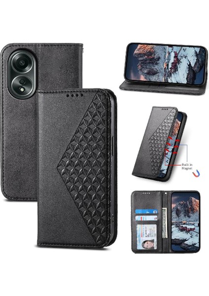 Oppo Flip 4g El Kayışı Standı Cüzdan Günlük Kullanım Eşkenar Dörtgen Şekli Için Flip Case (Yurt Dışından)