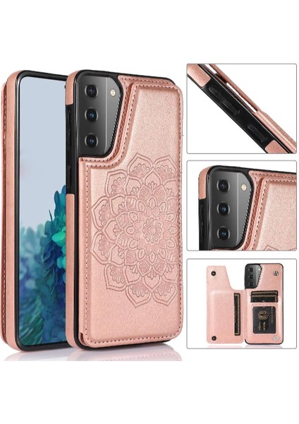 Samsung Galaxy S21 Kabartmalı Mandala Pu Için Kart Tutucu Kılıf ile Cüzdan (Yurt Dışından)