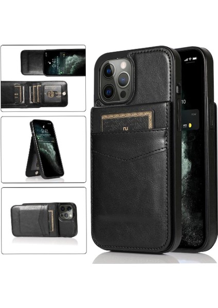 IPhone 12 Pro Max Kart Tutucu Premium Deri Manyetik ile Uyumlu (Yurt Dışından)