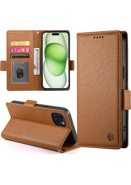 IPhone 15 Için Flip Case Artı Kart Yuvaları Günlük Kullanım Iş Cüzdan Flip (Yurt Dışından)