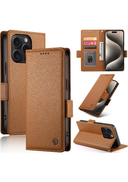IPhone 15 Için Flip Case Pro Kart Yuvaları Iş Günlük Kullanım Cüzdan Flip (Yurt Dışından)