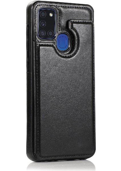 Cüzdan Kılıf Samsung Galaxy A21S Çift Manyetik Toka Kart Yuvaları Pu (Yurt Dışından)