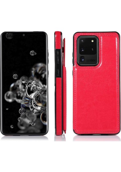 Kart Pu ile Samsung Galaxy S20 Ultra Kickstand Kart Yuvaları Için Cüzdan Kılıf (Yurt Dışından) indirimleri