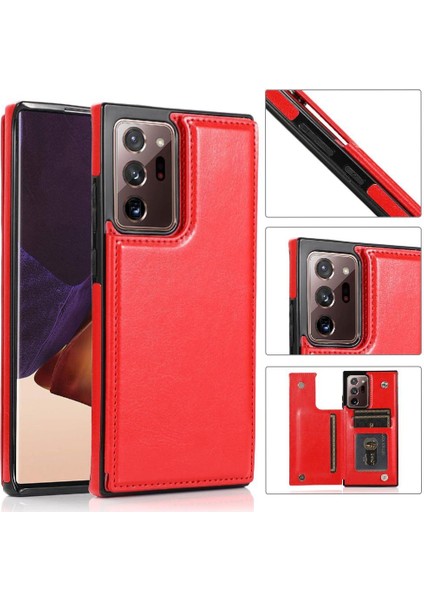 Cüzdan Kılıf Samsung Galaxy Not 20 Için Kickstand Çift Manyetik Toka Pu (Yurt Dışından)