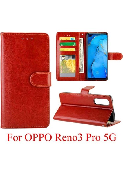 Oppo Reno3 Pro Kart Tutucu Manyetik Kapatma Darbeye Pu Için Flip Case (Yurt Dışından)