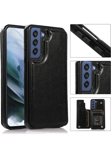 Samsung Galaxy S21 Fe Kart Yuvaları Için Cüzdan Durumda Çift Manyetik Toka Pu (Yurt Dışından)