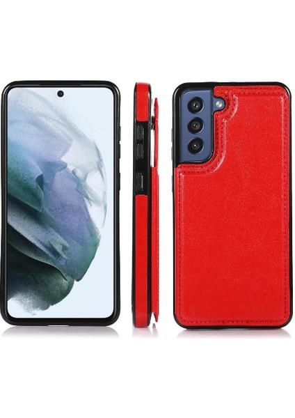 Samsung Galaxy S21 Fe Kart Yuvaları Için Cüzdan Durumda Çift Manyetik Toka Pu (Yurt Dışından)