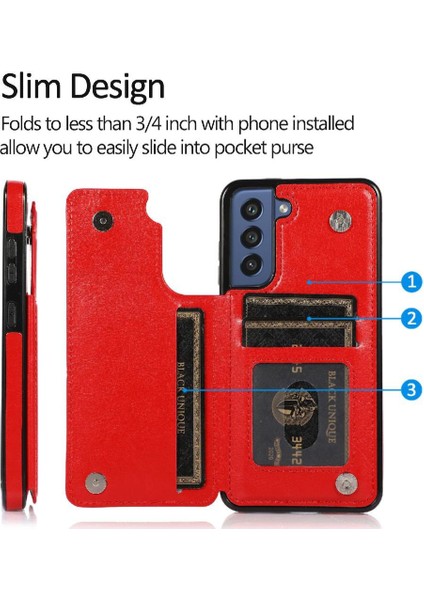 Samsung Galaxy S21 Fe Kart Yuvaları Için Cüzdan Durumda Çift Manyetik Toka Pu (Yurt Dışından) indirimleri