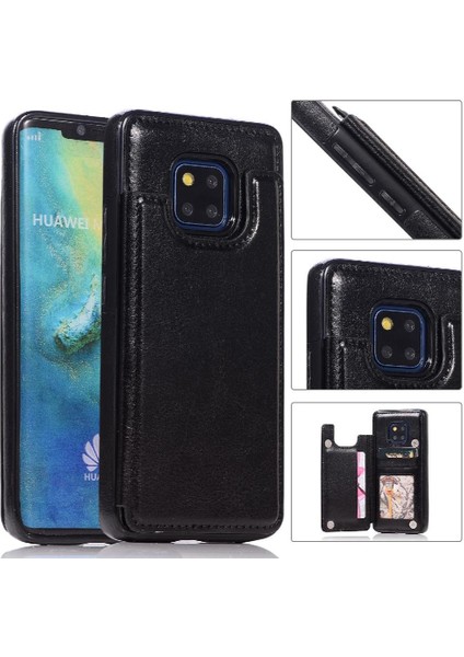 Cüzdan Kılıf Için Huawei Mate 20 Pro Kart Yuvaları Pu Deri Çift Manyetik (Yurt Dışından)
