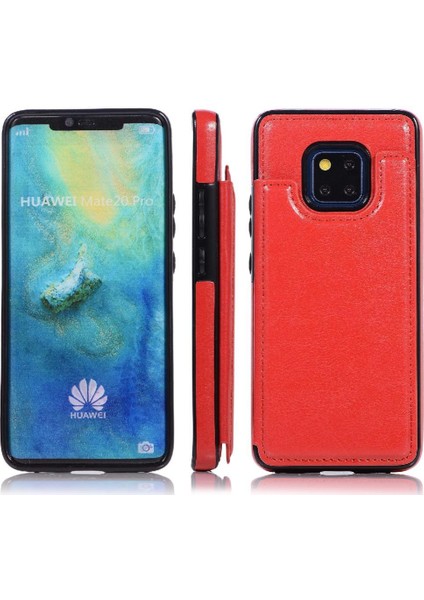 Cüzdan Kılıf Için Huawei Mate 20 Pro Kart Yuvaları Pu Deri Çift Manyetik (Yurt Dışından)