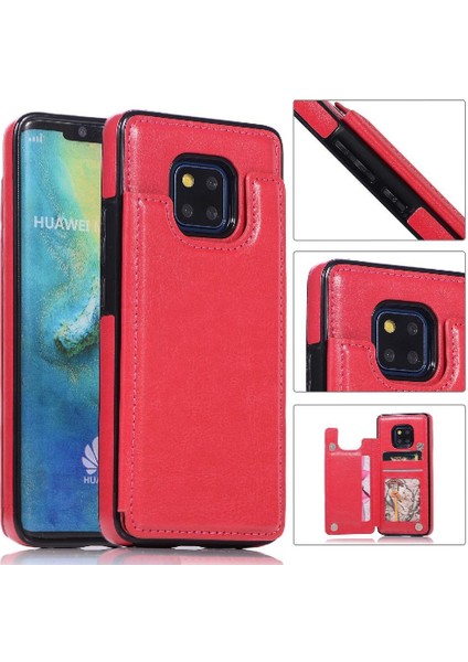 Cüzdan Kılıf Için Huawei Mate 20 Pro Kart Yuvaları Pu Deri Çift Manyetik (Yurt Dışından)