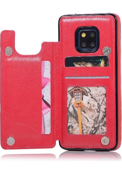 Cüzdan Kılıf Için Huawei Mate 20 Pro Kart Yuvaları Pu Deri Çift Manyetik (Yurt Dışından)