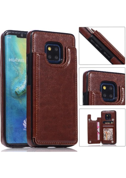 Cüzdan Kılıf Için Huawei Mate 20 Pro Kart Yuvaları Pu Deri Çift Manyetik (Yurt Dışından)