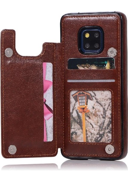 Cüzdan Kılıf Için Huawei Mate 20 Pro Kart Yuvaları Pu Deri Çift Manyetik (Yurt Dışından)