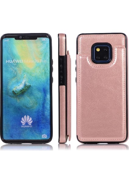 Cüzdan Kılıf Için Huawei Mate 20 Pro Kart Yuvaları Pu Deri Çift Manyetik (Yurt Dışından)