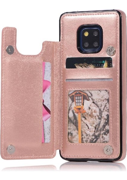 Cüzdan Kılıf Için Huawei Mate 20 Pro Kart Yuvaları Pu Deri Çift Manyetik (Yurt Dışından)