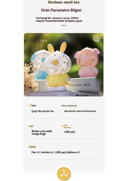 Cacaopiggy Elektrikli Fan Küçük Öğrenci Taşınabilir El USB Şarj Uzun Ömürlü (Yurt Dışından) modelleri