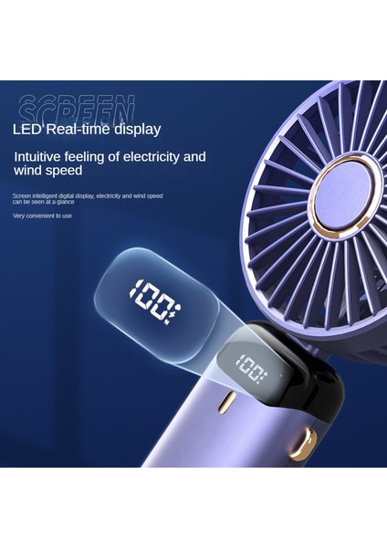 CACAO3000MAH El Mini Fan Katlanabilir Taşınabilir Boyun Montajlı Fan 5 Hız USB Şarj Edilebilir Fan (Yurt Dışından)
