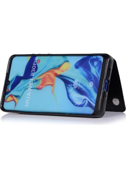 Huawei P30 Pro Kart Yuvaları Için Cüzdan Kılıf Kickstand Çift Manyetik Toka (Yurt Dışından)