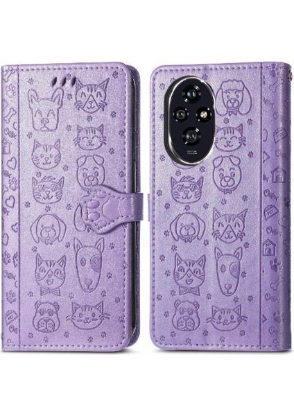 Onur Için Flip Case 200 Pro Kısa Kayış Deri Kılıf Darbeye Karikatür (Yurt Dışından)