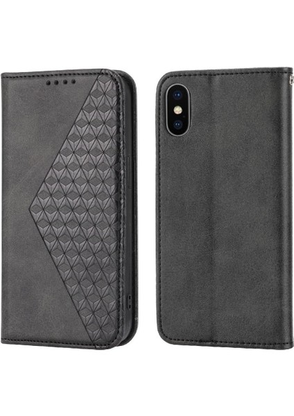 IPhone x Için Flip Case/xs Cüzdan Standı Eşkenar Dörtgen Şekli Günlük Kullanım El Kayışı (Yurt Dışından)