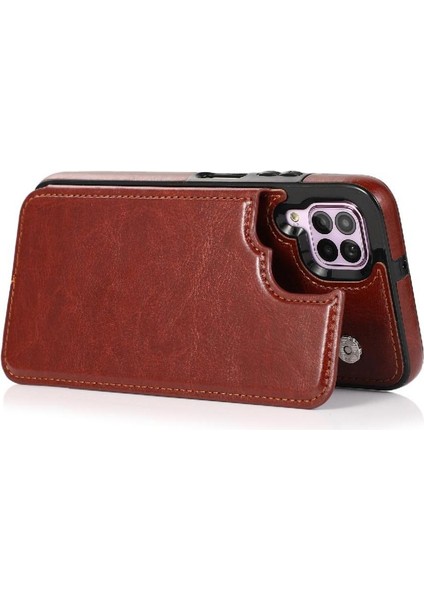 Kart Tutucu Kart Yuvaları Kickstand Pu ile Huawei P40 Lite Için Cüzdan Kılıf (Yurt Dışından)