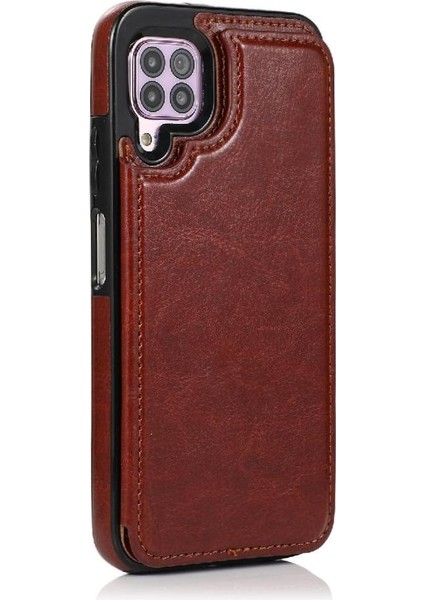 Kart Tutucu Kart Yuvaları Kickstand Pu ile Huawei P40 Lite Için Cüzdan Kılıf (Yurt Dışından)