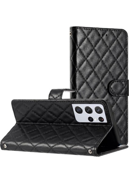 Samsung Galaxy S21 Ultra Pu Deri Cüzdan Kart Yuvaları Tutucu Için Flip Case (Yurt Dışından)