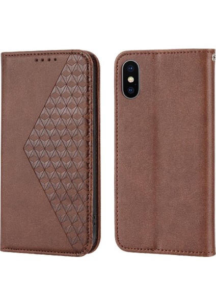 IPhone x Için Flip Case/xs Cüzdan Standı Eşkenar Dörtgen Şekli Günlük Kullanım El Kayışı (Yurt Dışından)